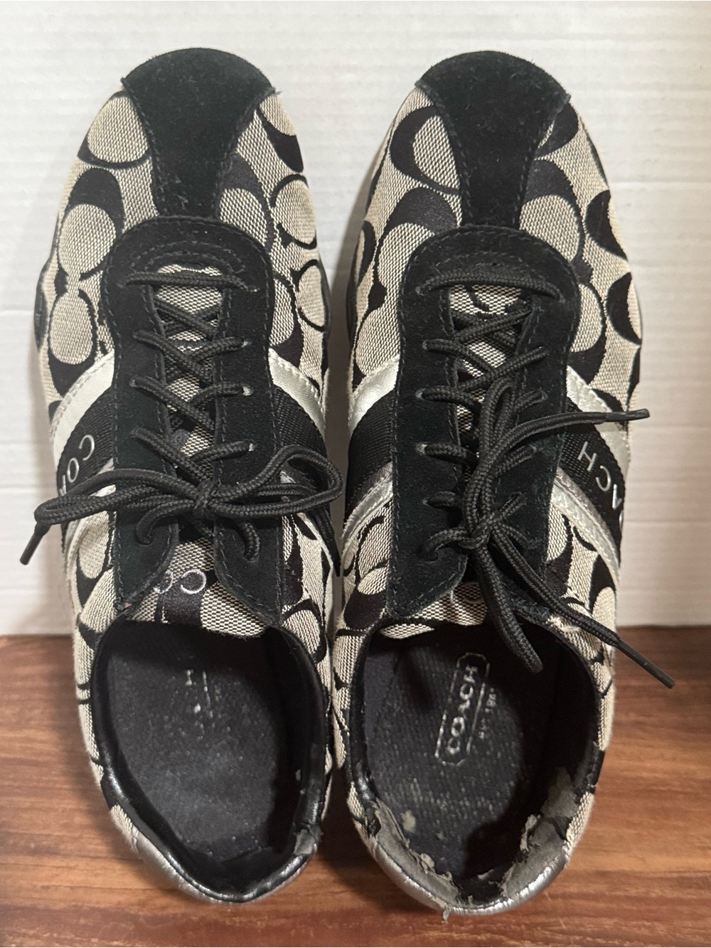Coach Signature Logo Sneakers Black/Taupe Women's Sz 7M